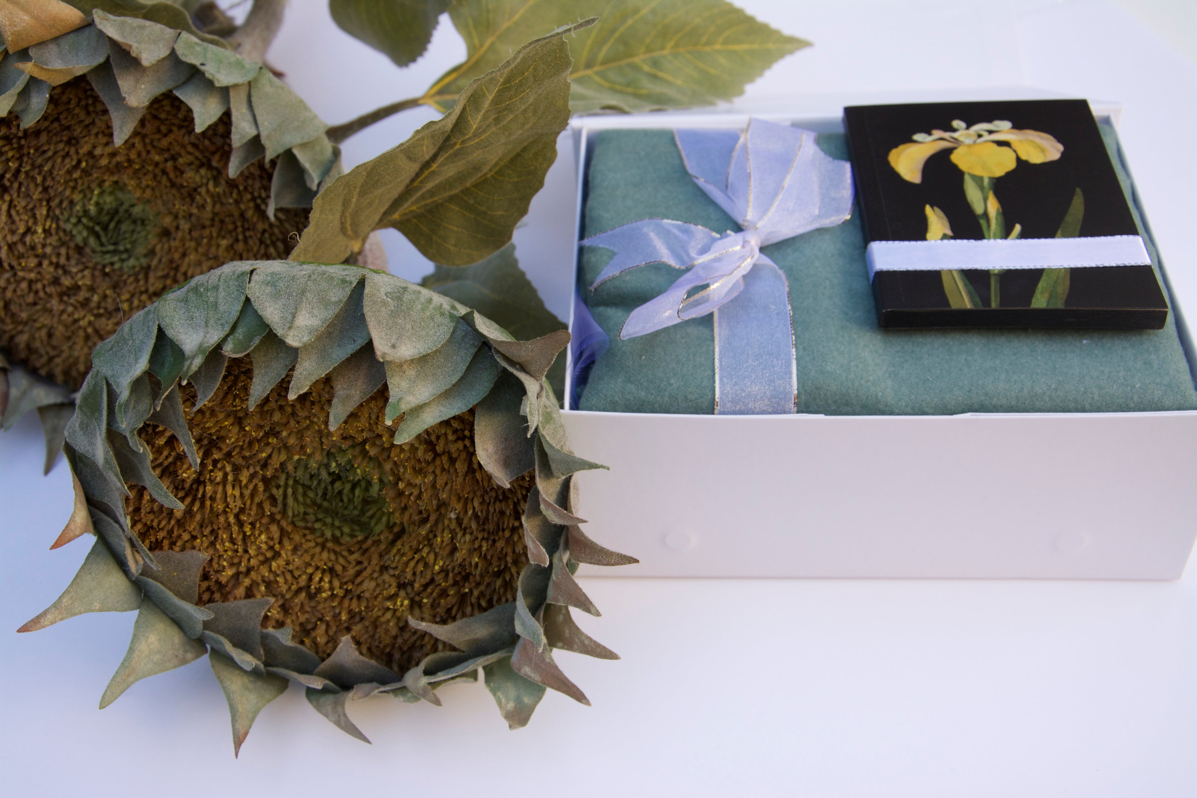 Soft Green Scarf Christmas Gift Box with Notebook