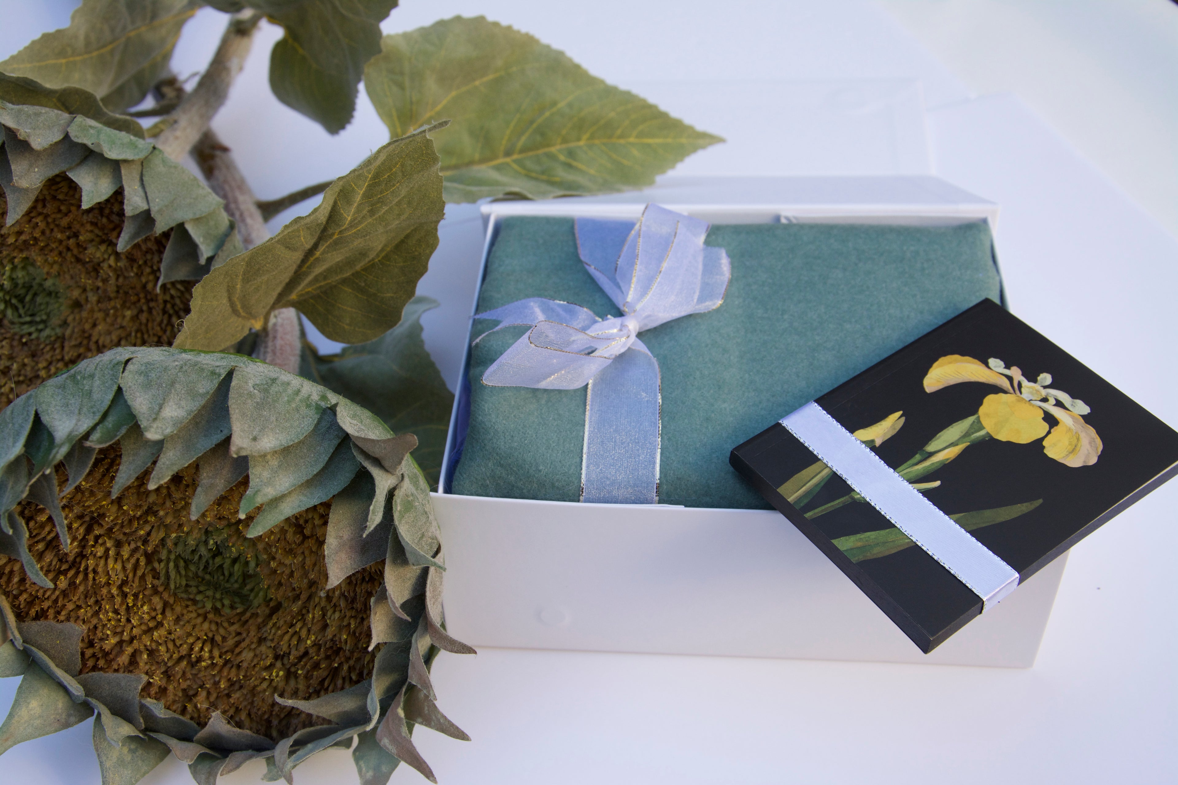 Soft Green Scarf Christmas Gift Box with Notebook