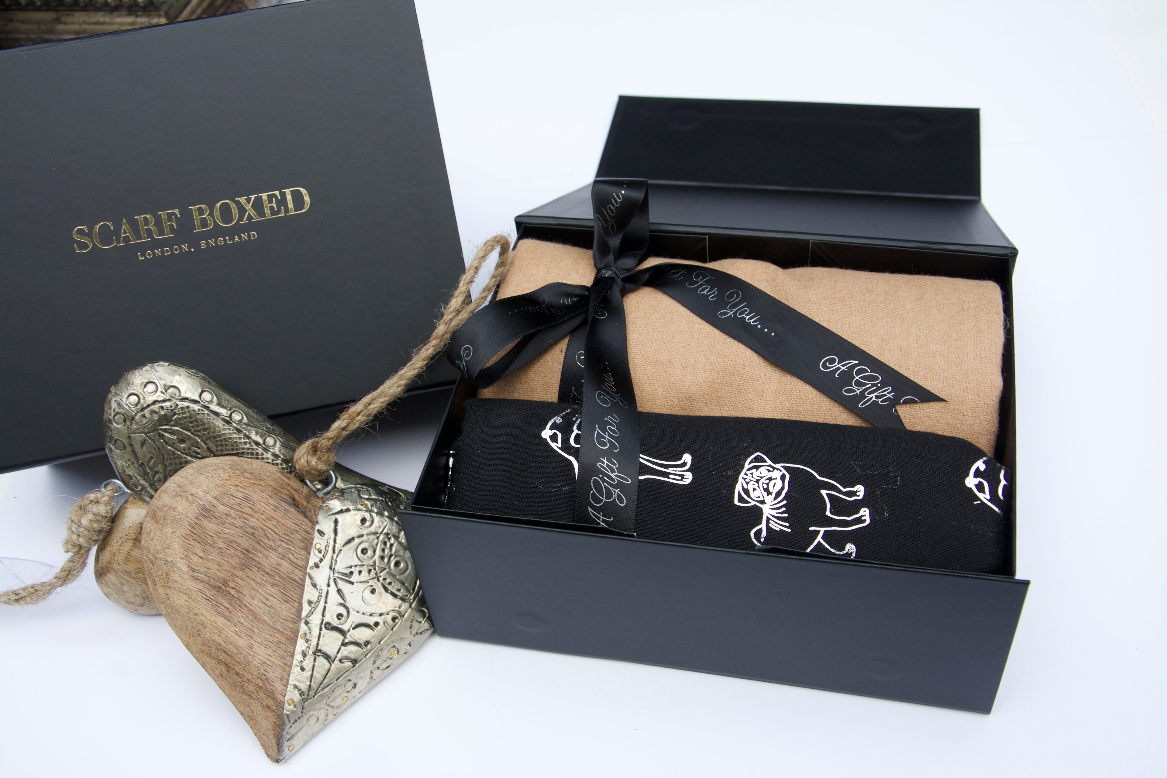 Dog Print Twin Scarf Luxury Gift Set