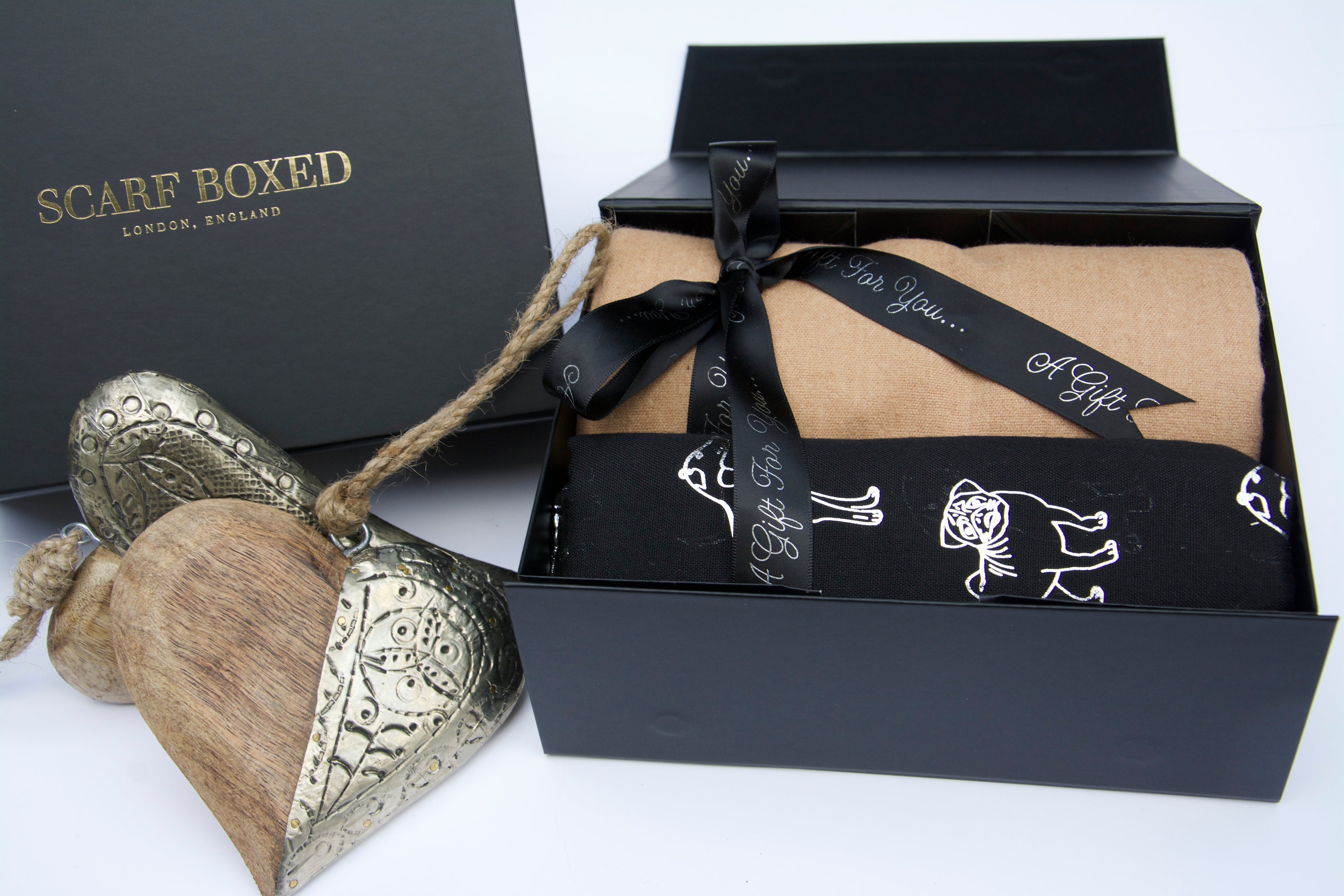 Dog Print Twin Scarf Luxury Gift Set