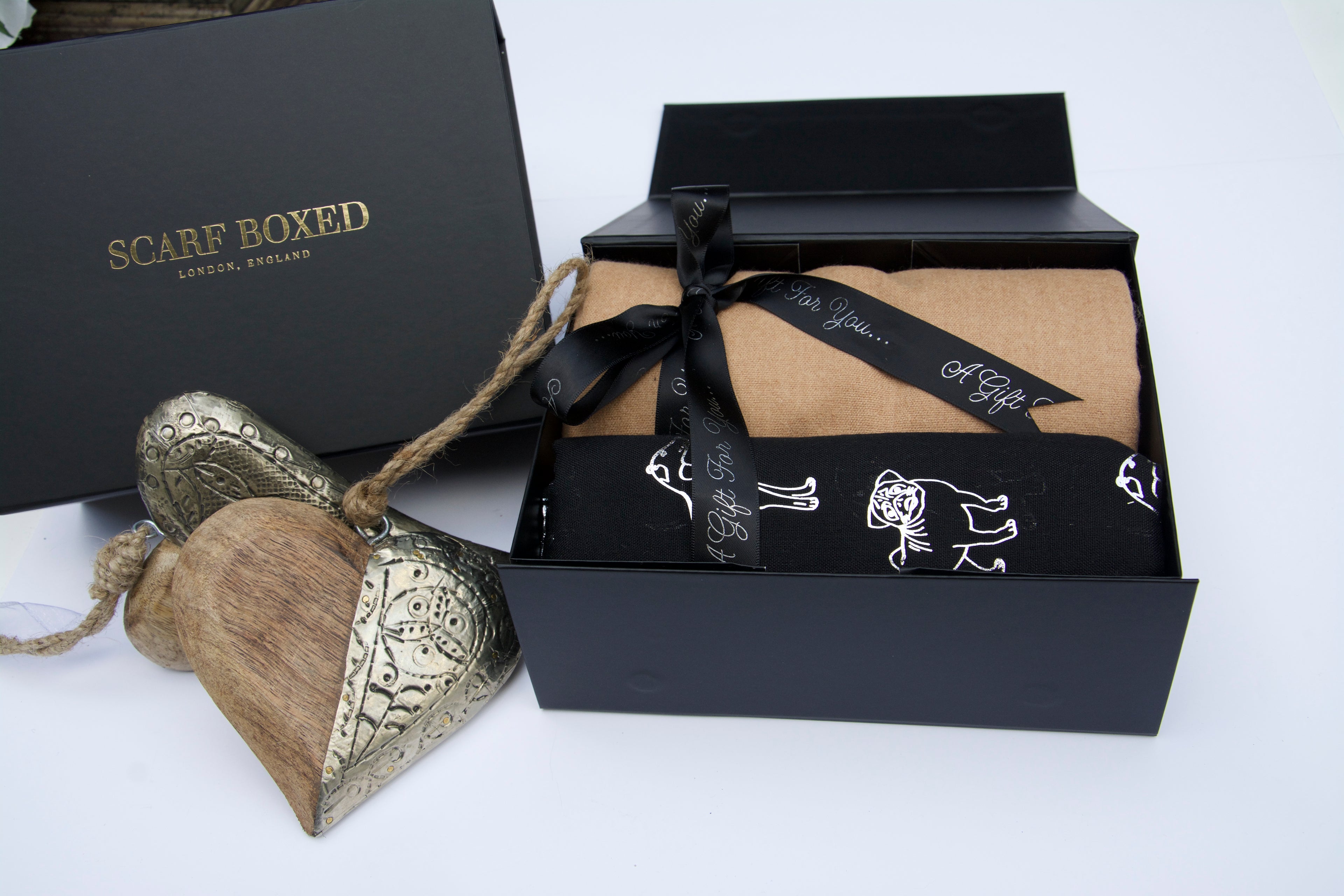 Dog Print Twin Scarf Luxury Gift Set